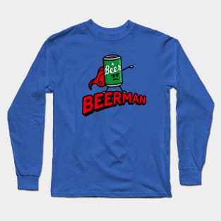 Beerman, funny superhero pun beer gifts for men Beer man Long Sleeve T-Shirt